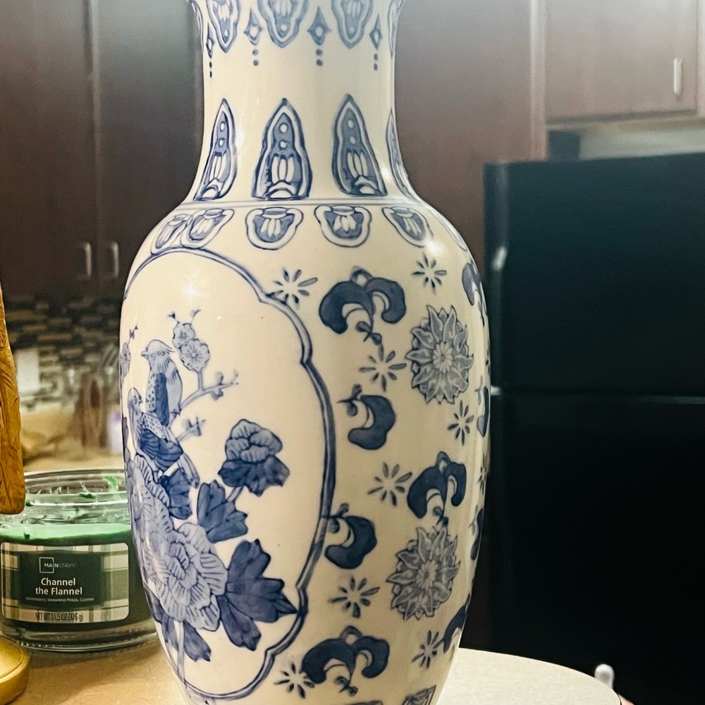 Classic Blue and White Floral Vase